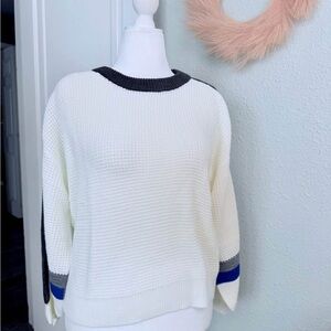 Women's White and Blue  Sweater